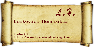 Leskovics Henrietta névjegykártya